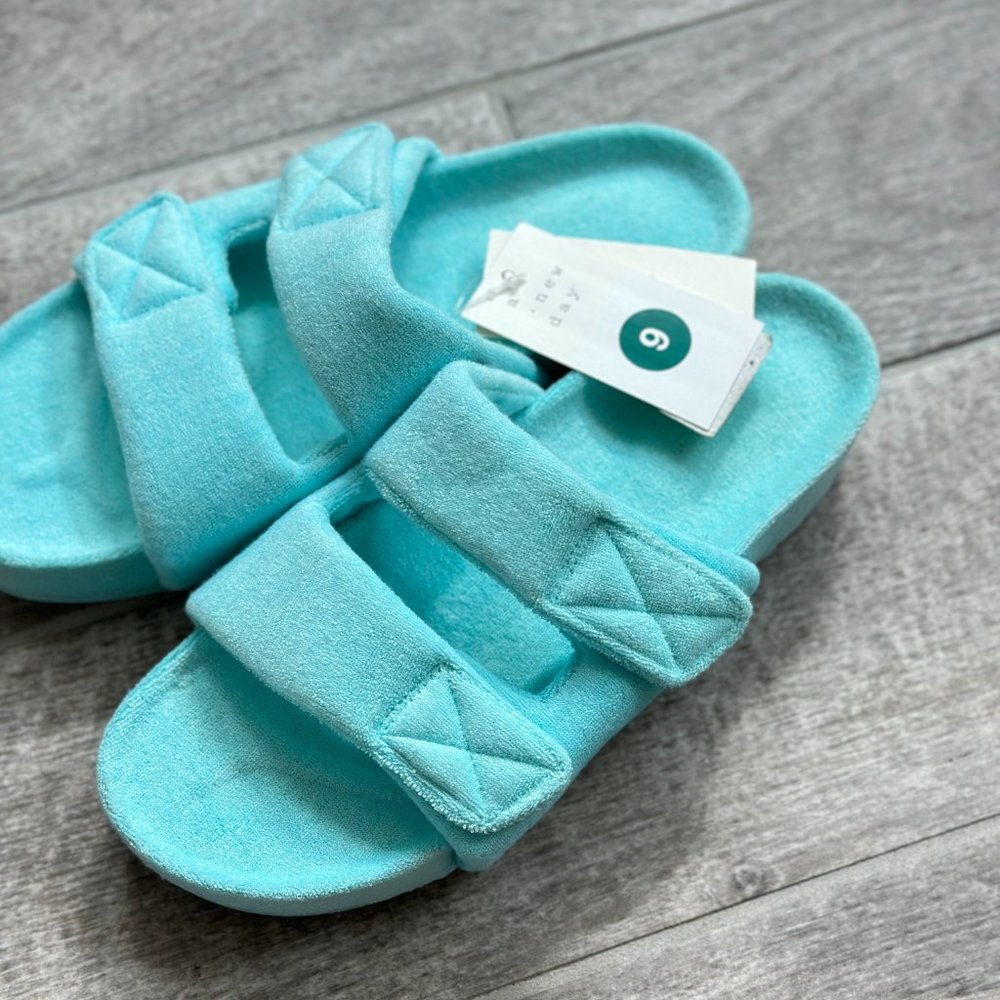 NWT A New Day Women's Remi Platform Slide Sandals - Turquoise Blue - All Size - Picture 2 of 5